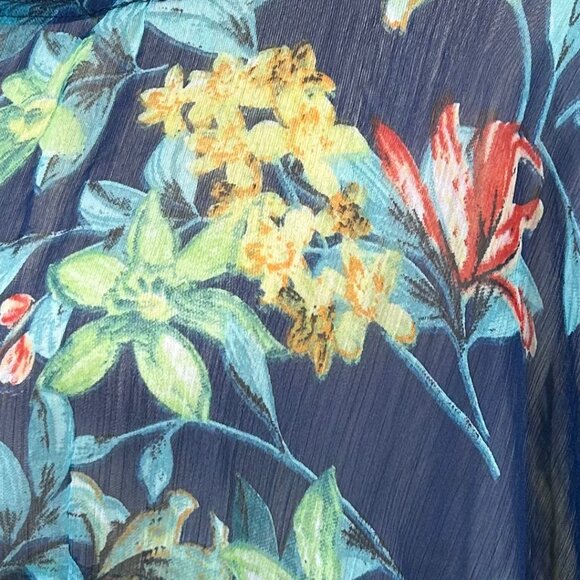 Sunflower Blue Floral Chiffon Sheer Kaftan Swim Cover-Up Size OS - Picture 5 of 10